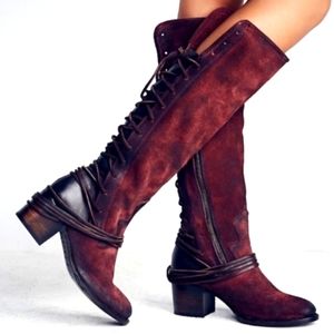 Freebird Coal Boot Wine Color Boho RARE Lace Up Size 7